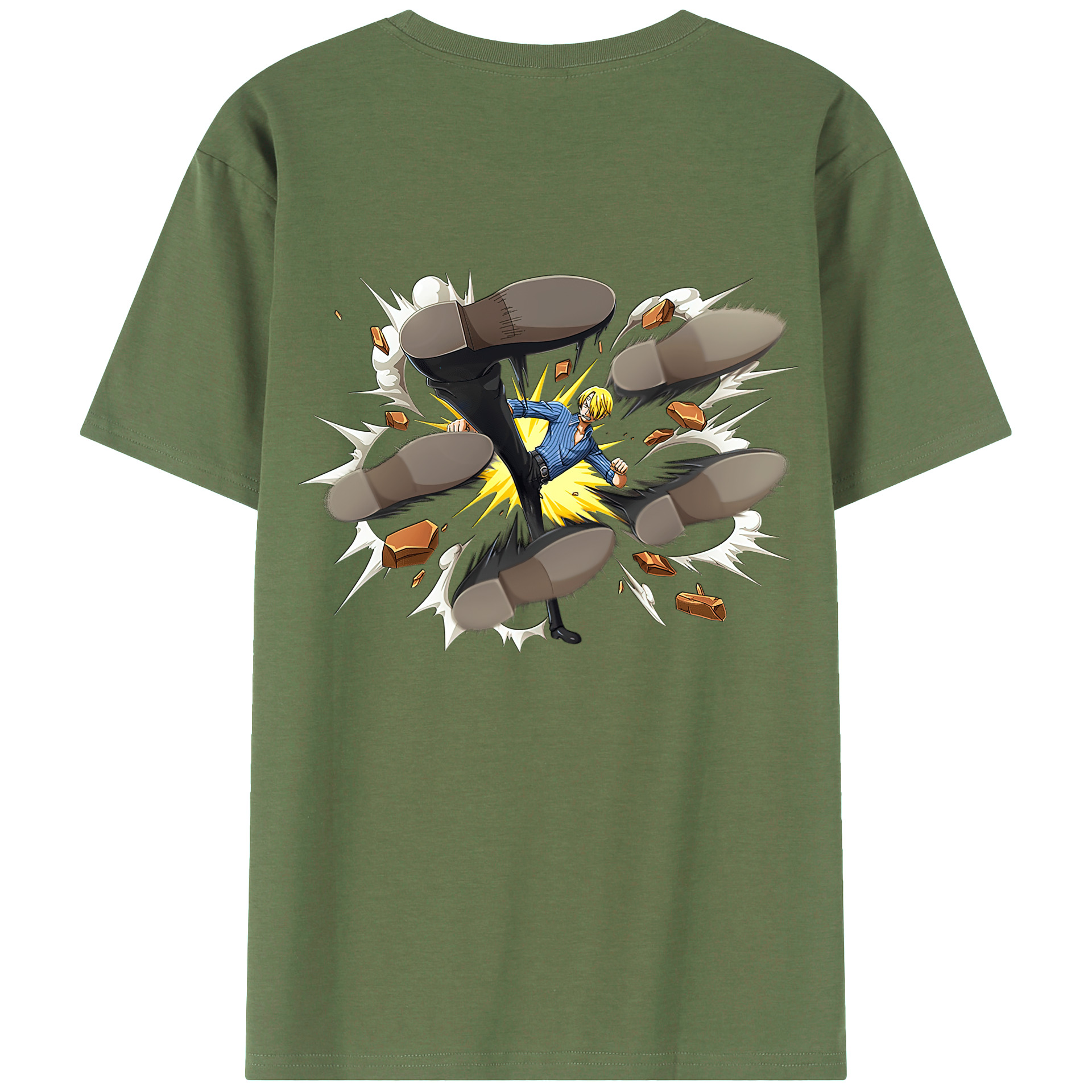 （画像用） ワンピース サンジ ONE PIECE Sanji 綿100％ メンズ半袖Tシャツ（バックプリント） 通気性